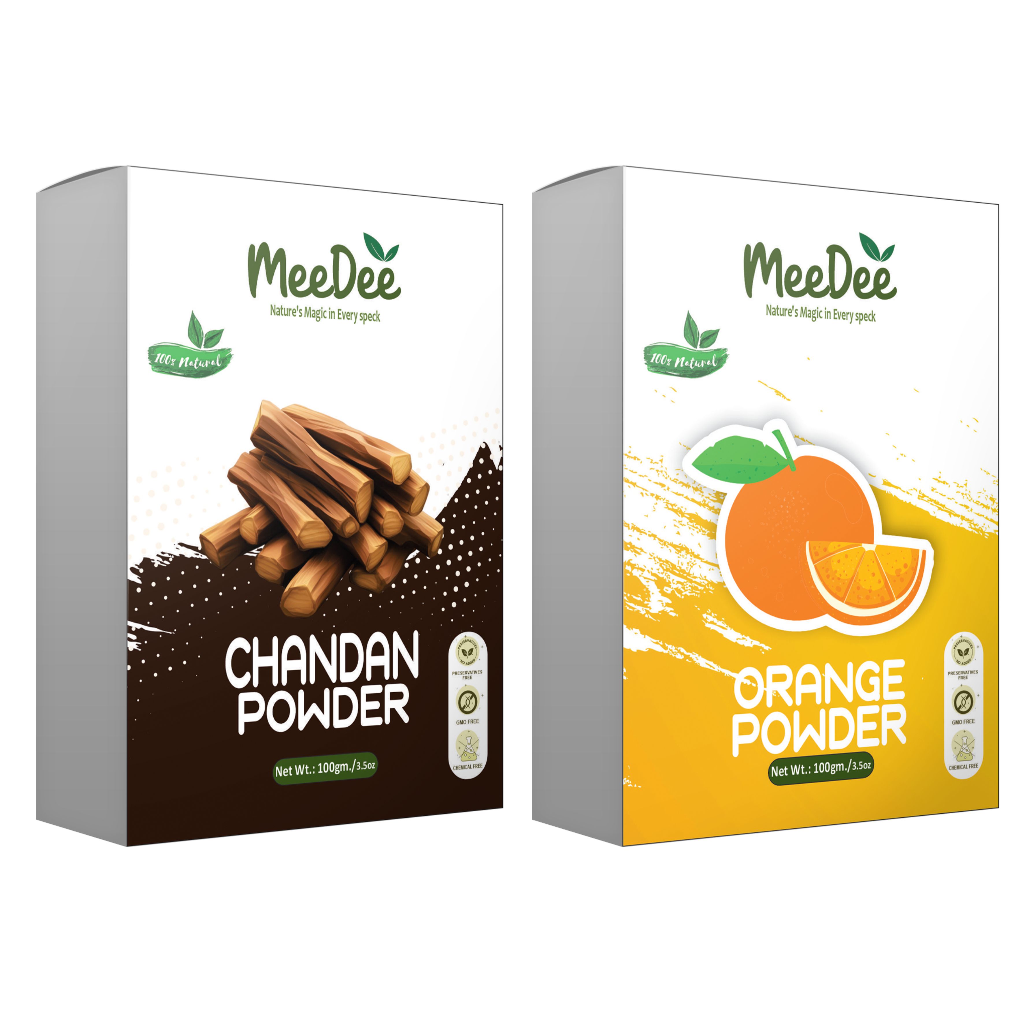 MeeDee Pure & Natural  Chandan & Orange Peel Powder For Skin Whitening Face, Skin & Hair Care ( Pack of 2 = 200g)