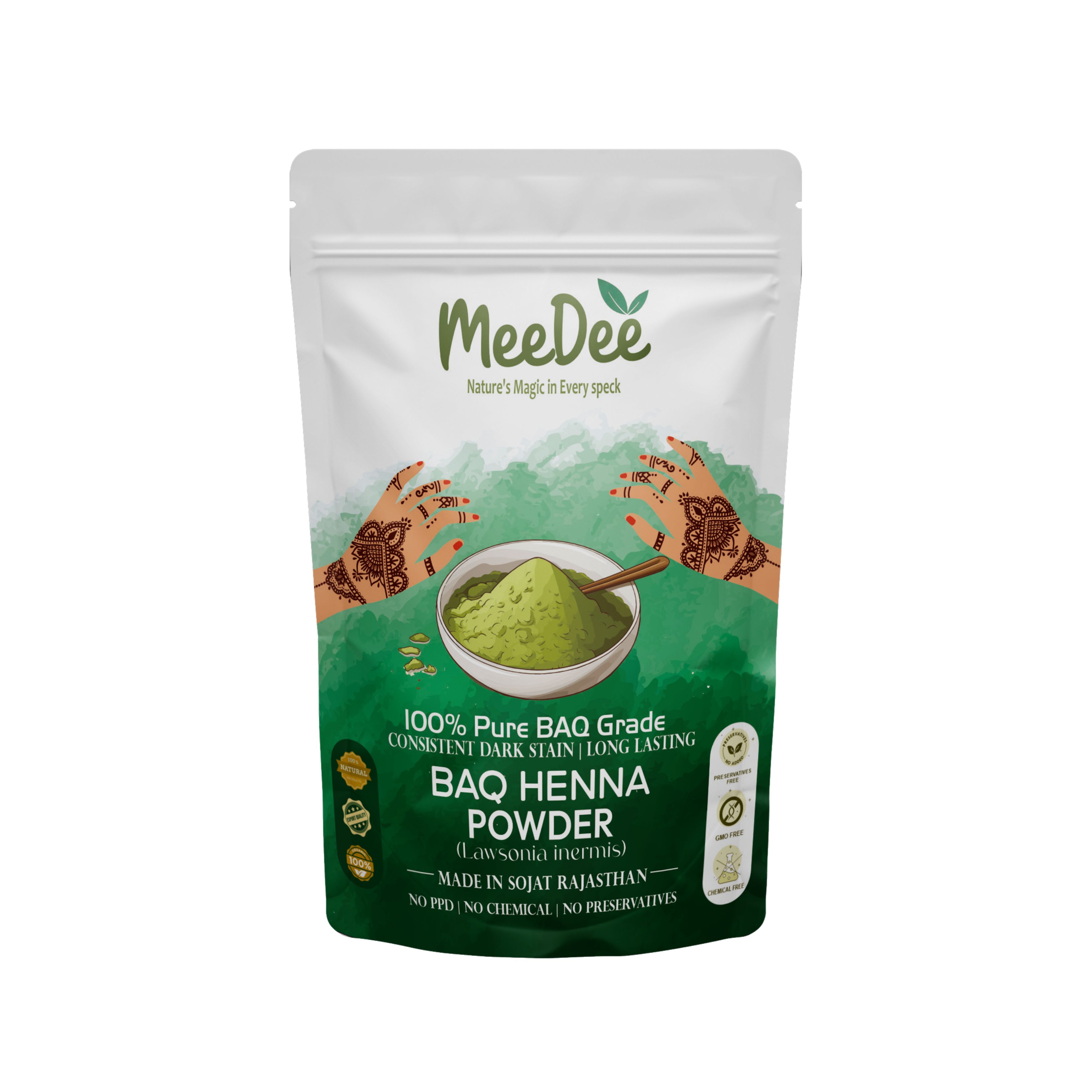 Meedee BAQ Henna Powder (7fliter) Sojat Mehendi 200g