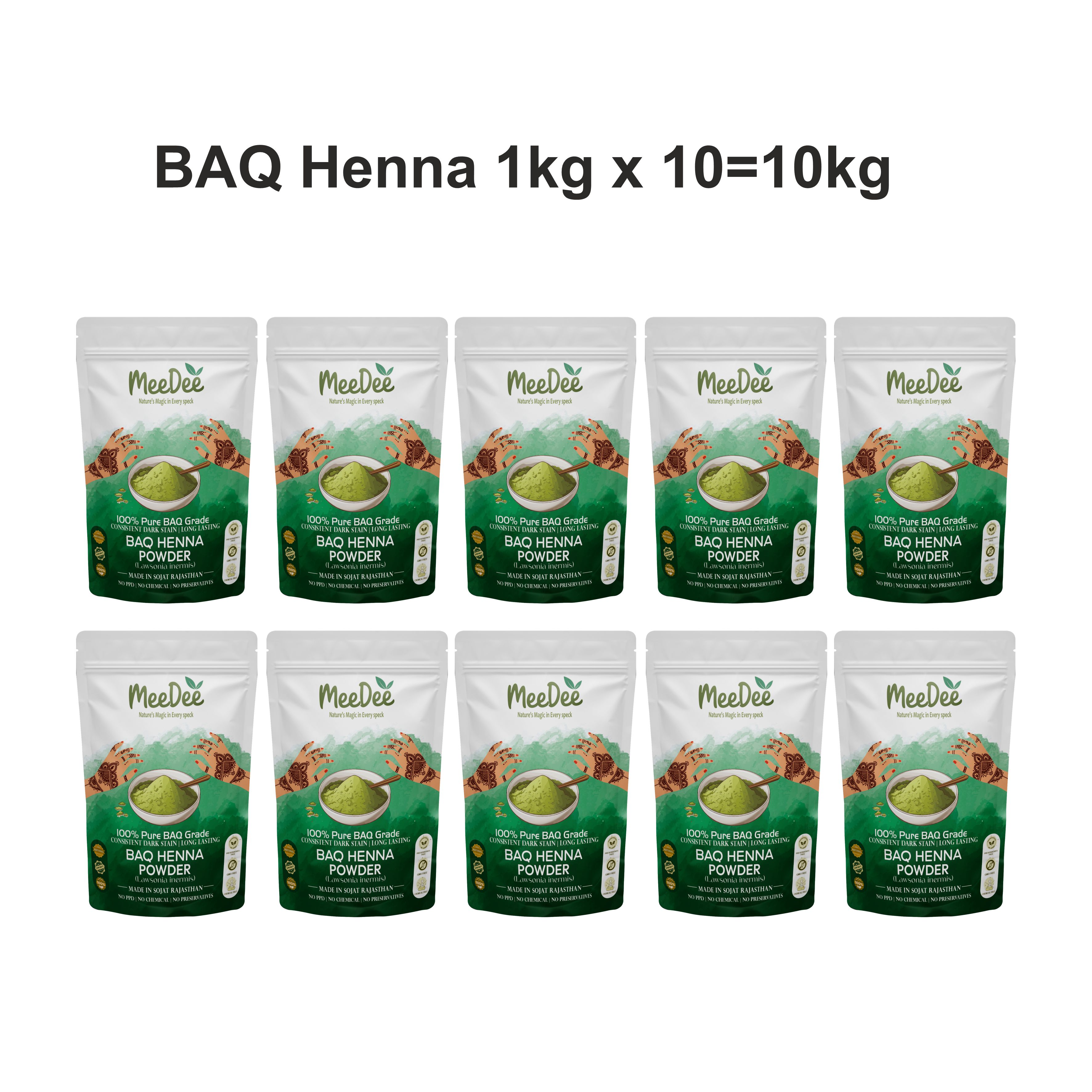 Meedee BAQ Henna Powder (7fliter) Sojat Mehendi 10Kg