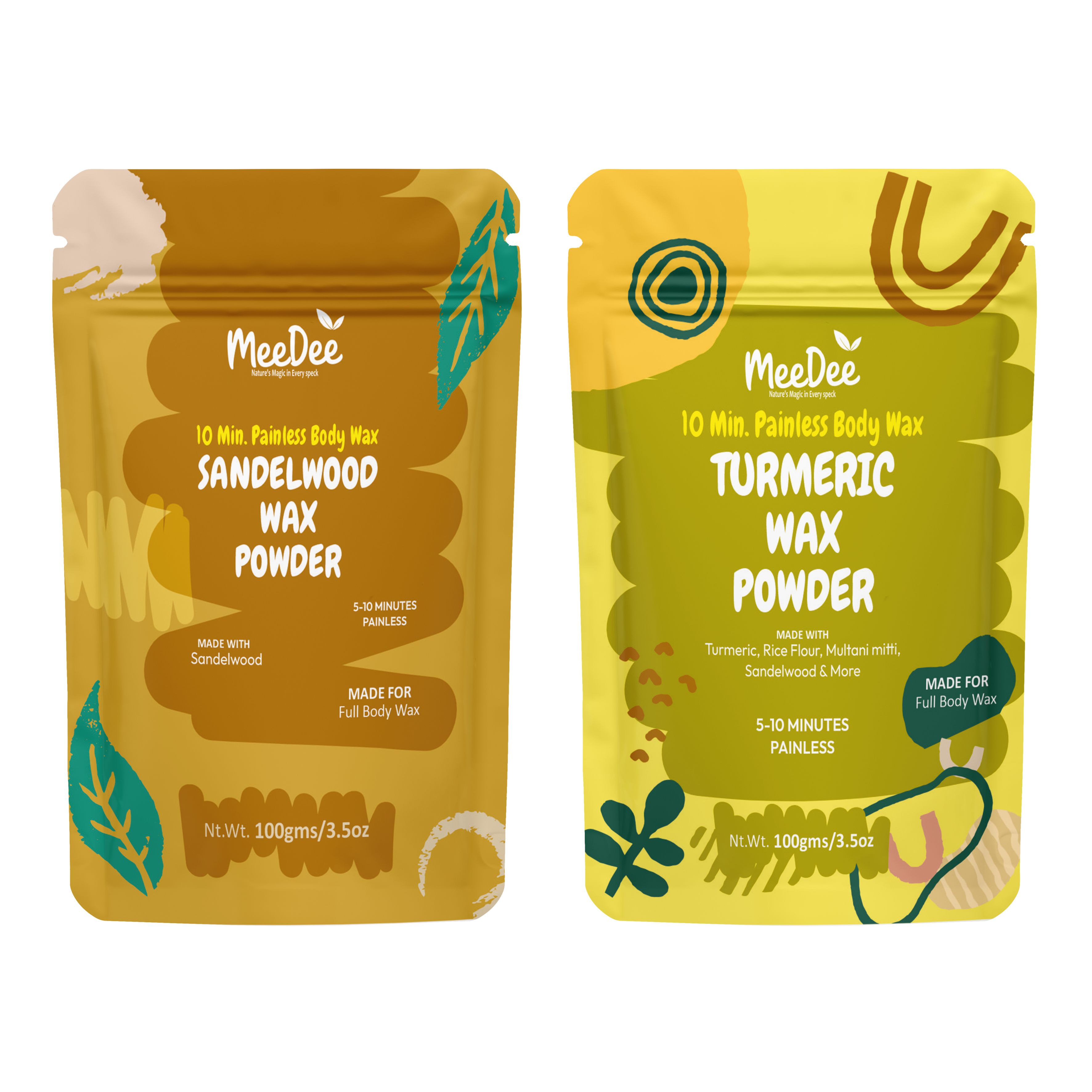 Wax Powder Combo Pack | Sandalwood Wax Powder + Turmeric Wax Powder | Smooth Hair Removal Wax | Suitable for Women & Men 100x2=200gm