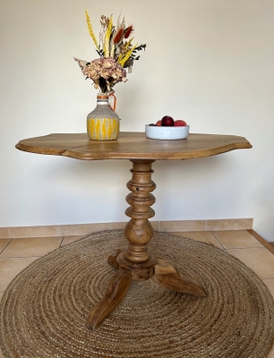LEONIE, Table Guéridon en Noyer