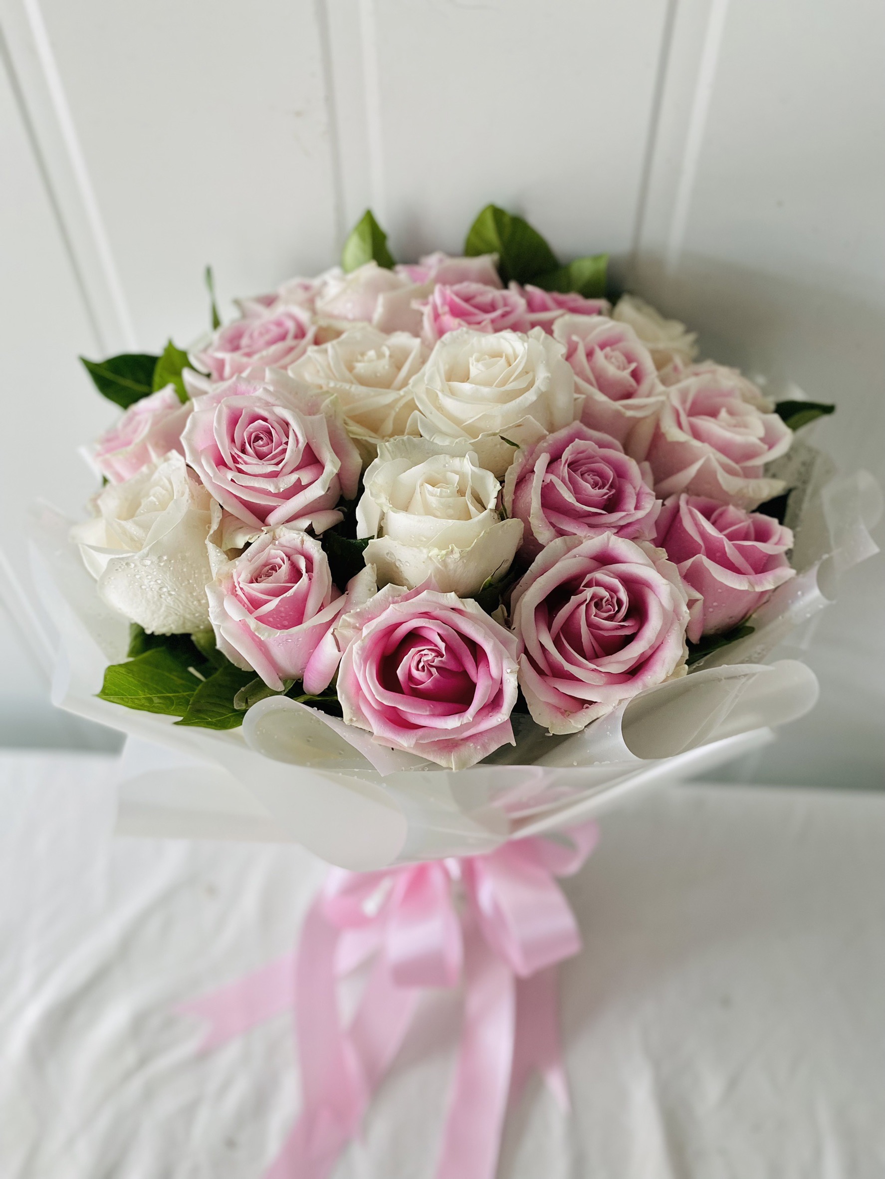 Pink and White Rose Bouquet
