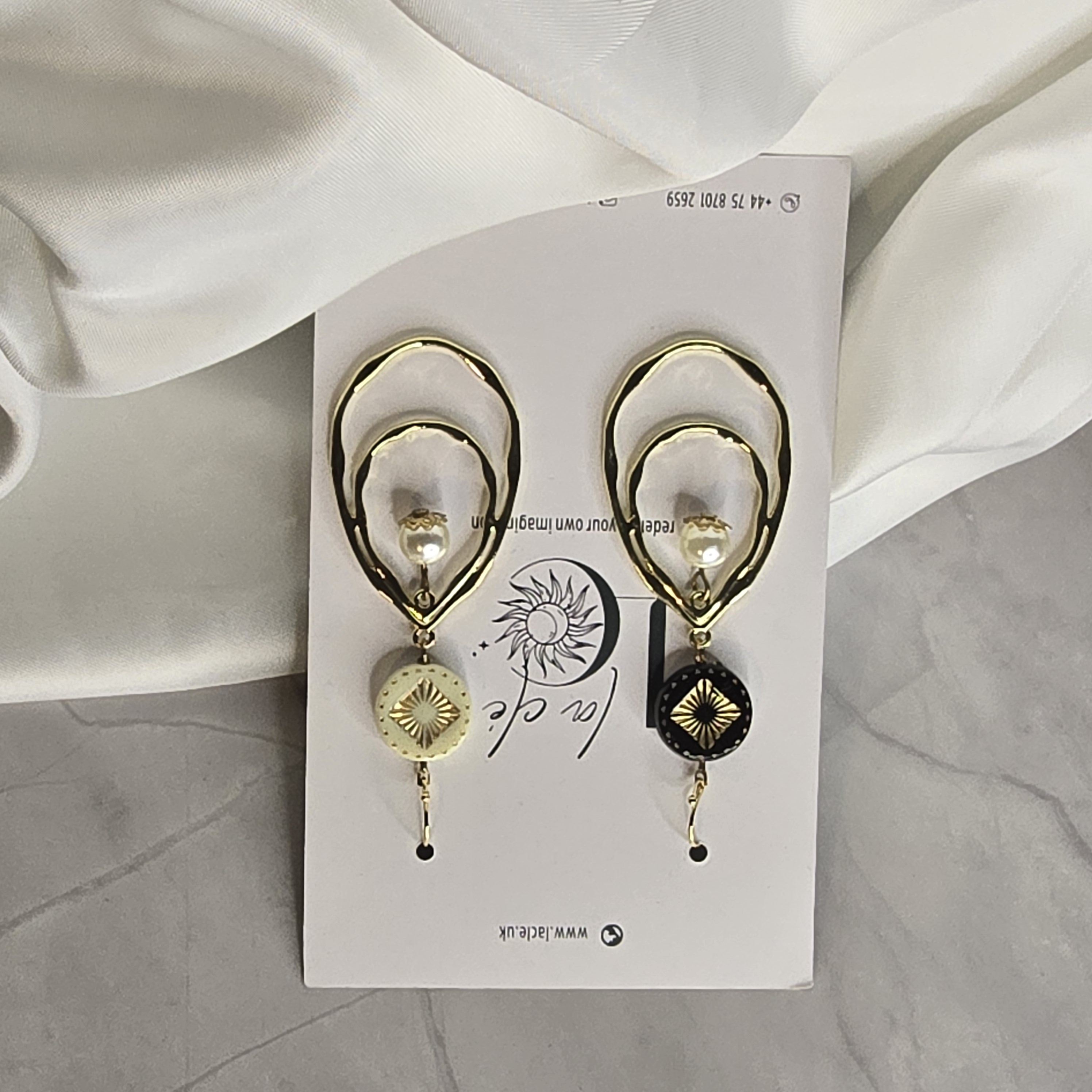 Elegant Black & White Drop Earrings
