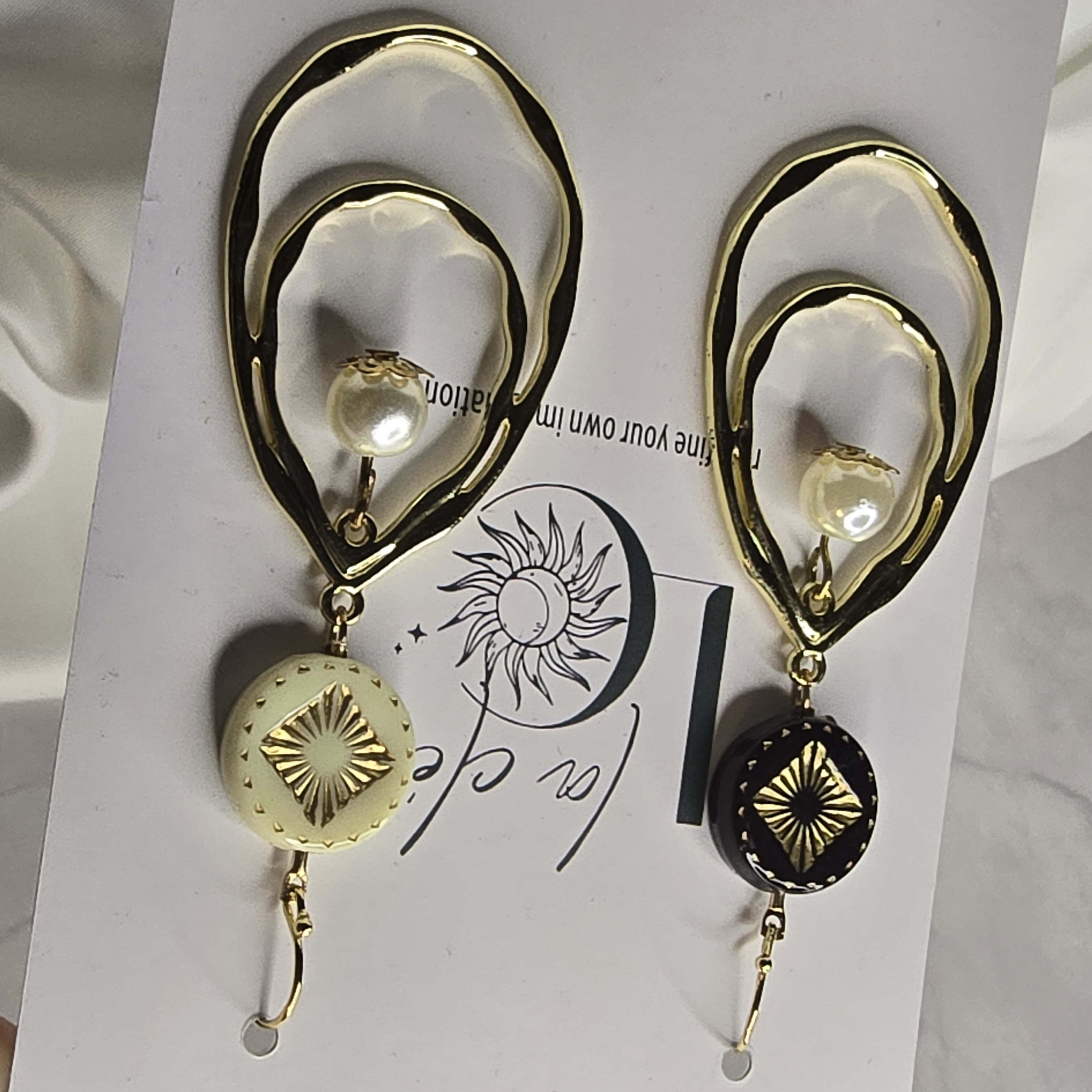 Elegant Black & White Drop Earrings
