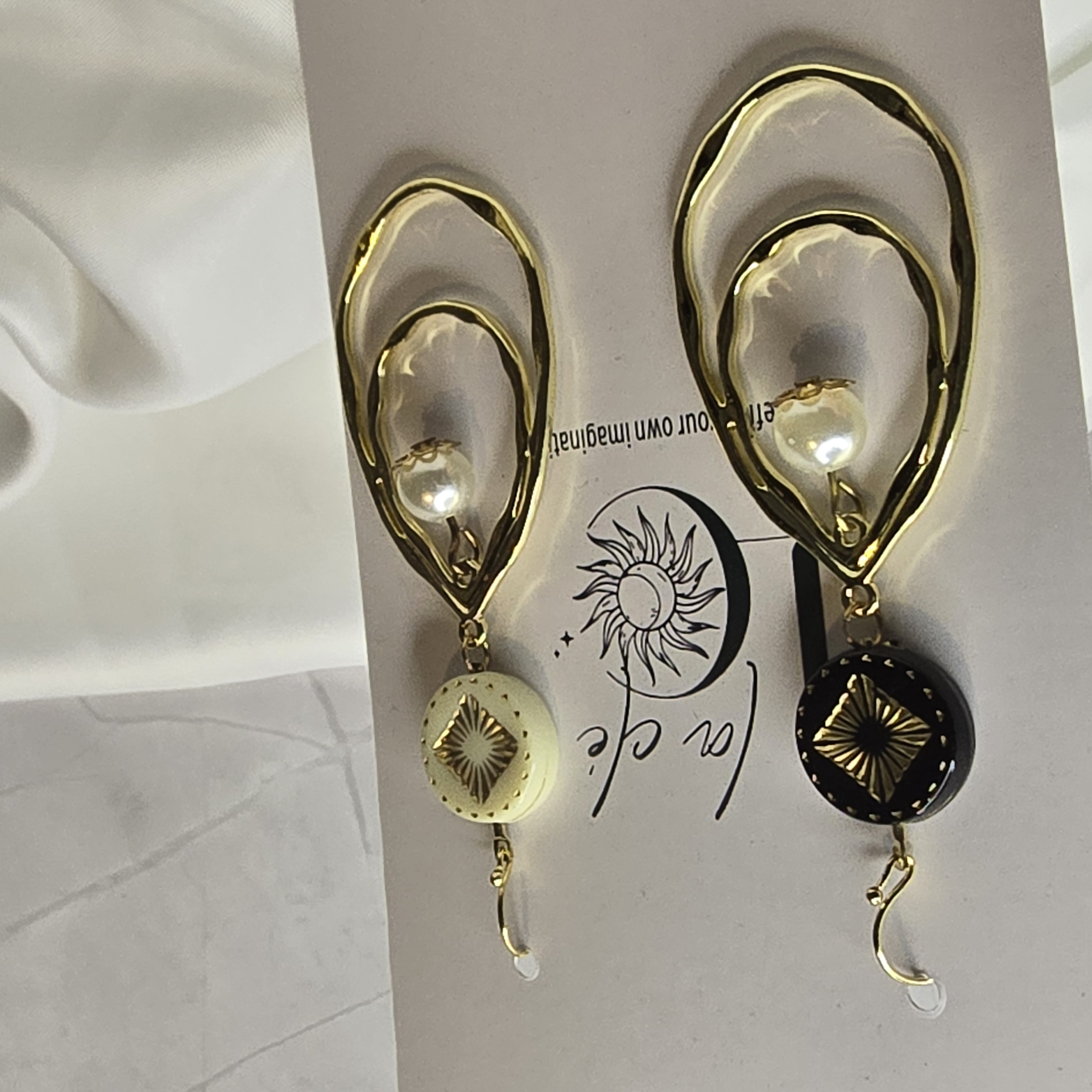 Elegant Black & White Drop Earrings