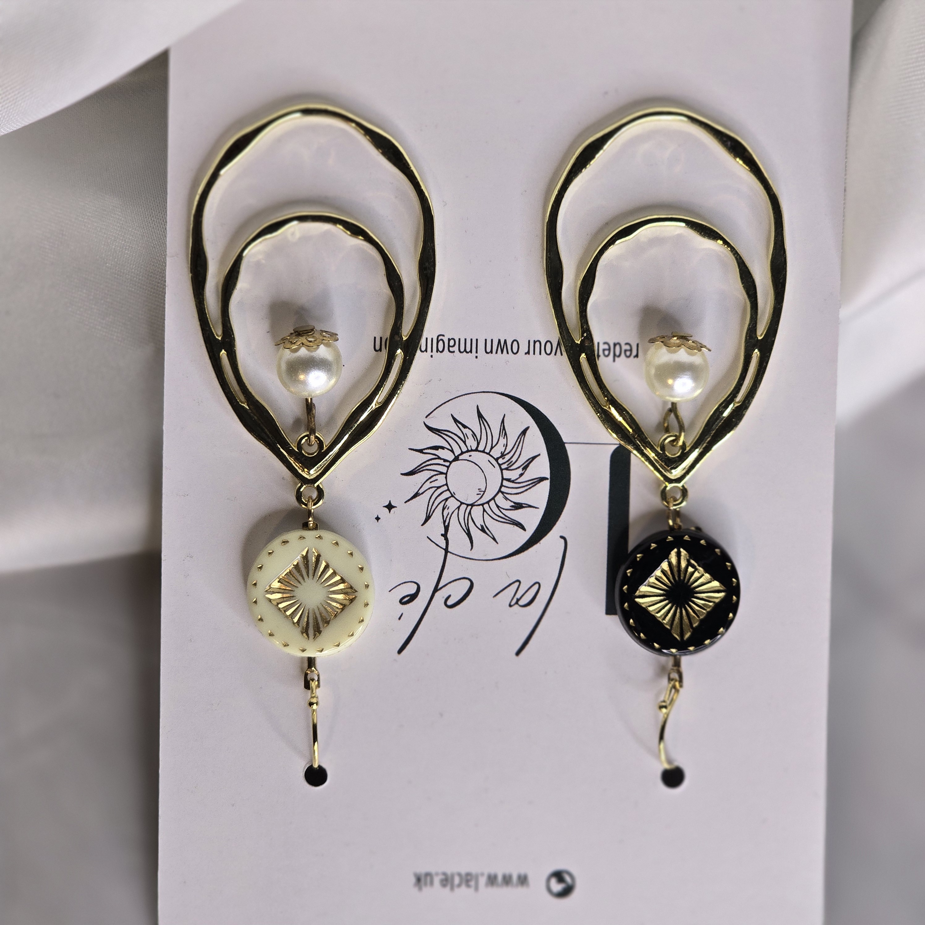 Elegant Black & White Drop Earrings