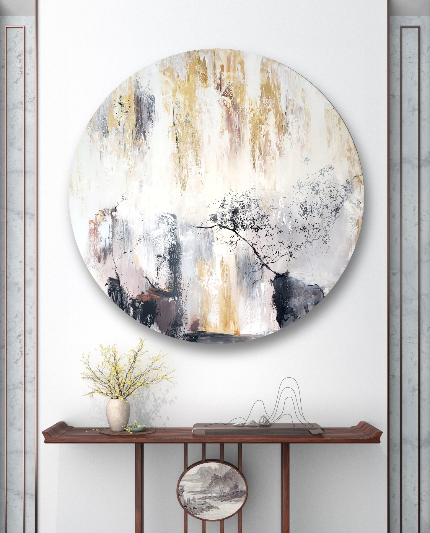 Apvalus abstraktus meno kūrinys