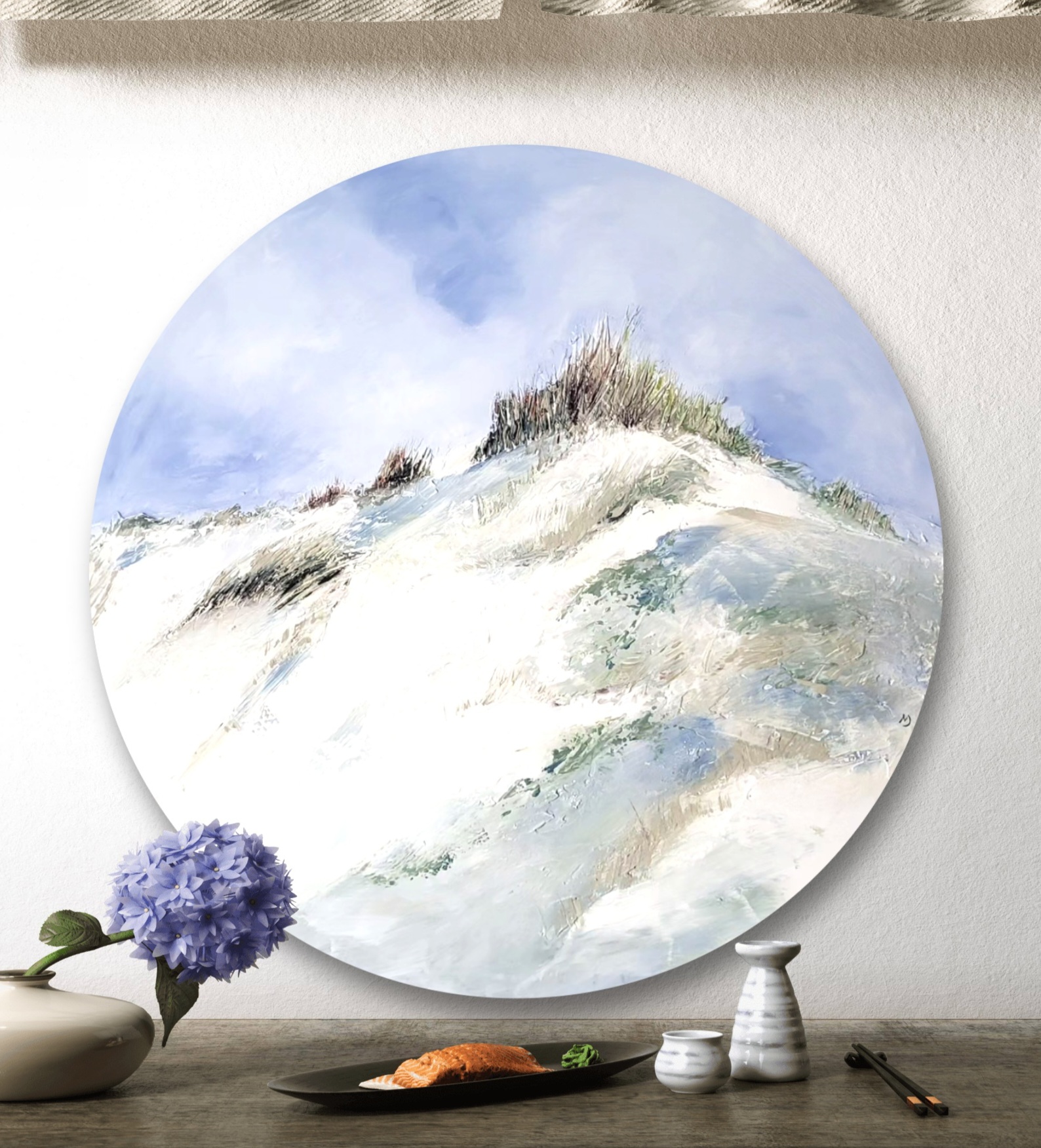 Apvali sieninė paveikslas su gamtos motyvu