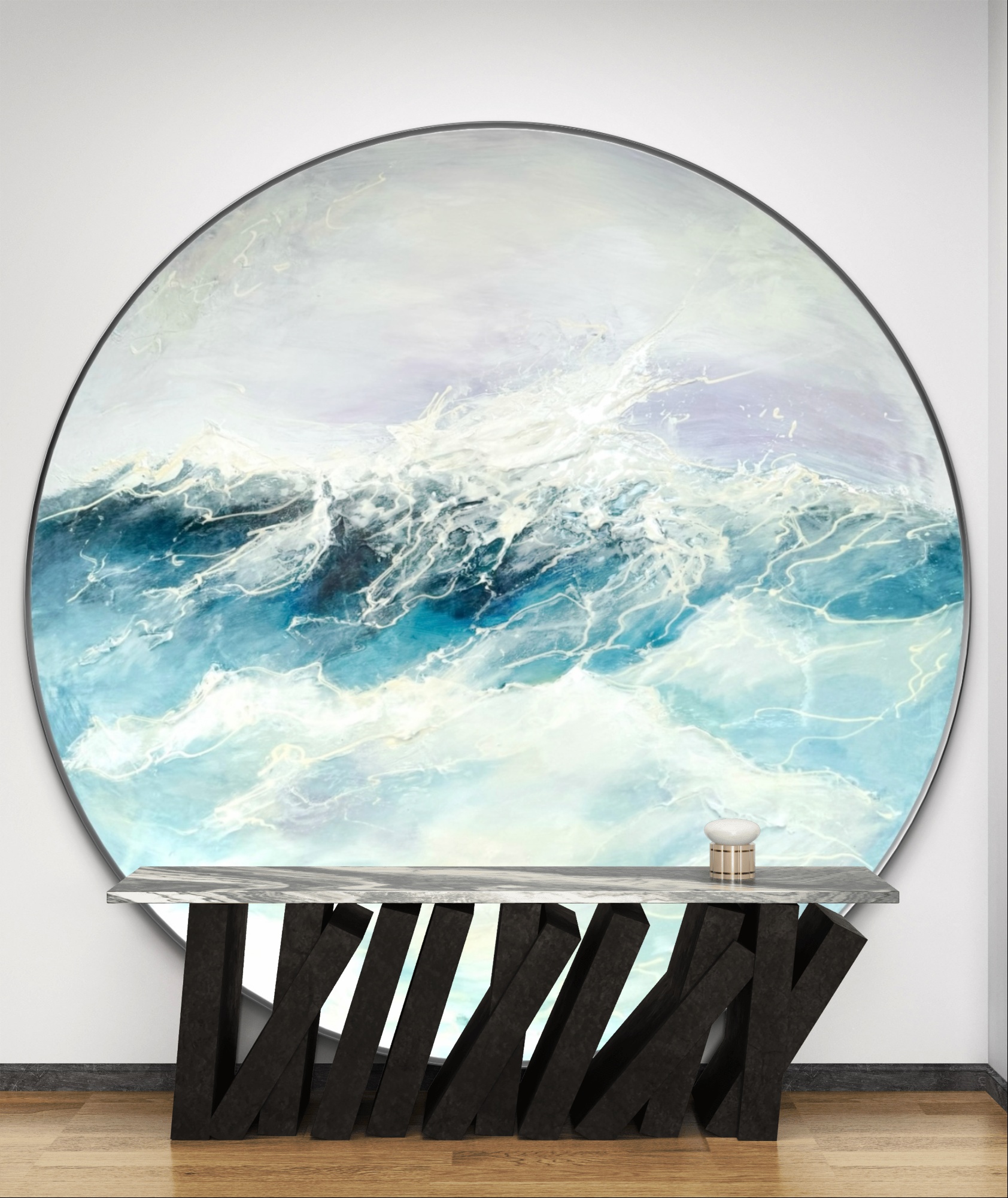 Apvali paveikslas su jūros banga