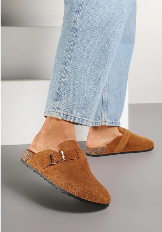 Mules en suédine Camel 