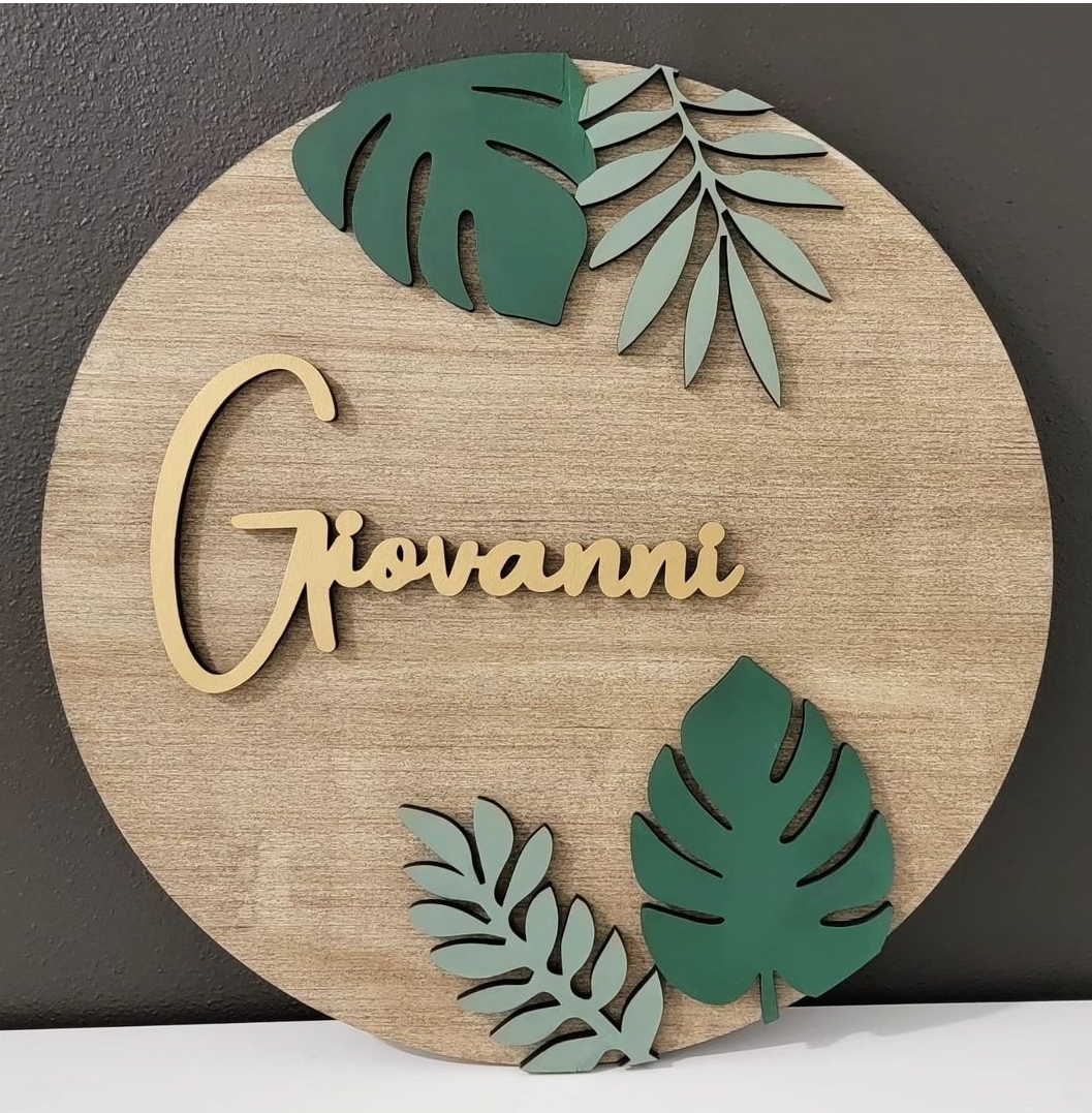 Botanical Round Name Sign