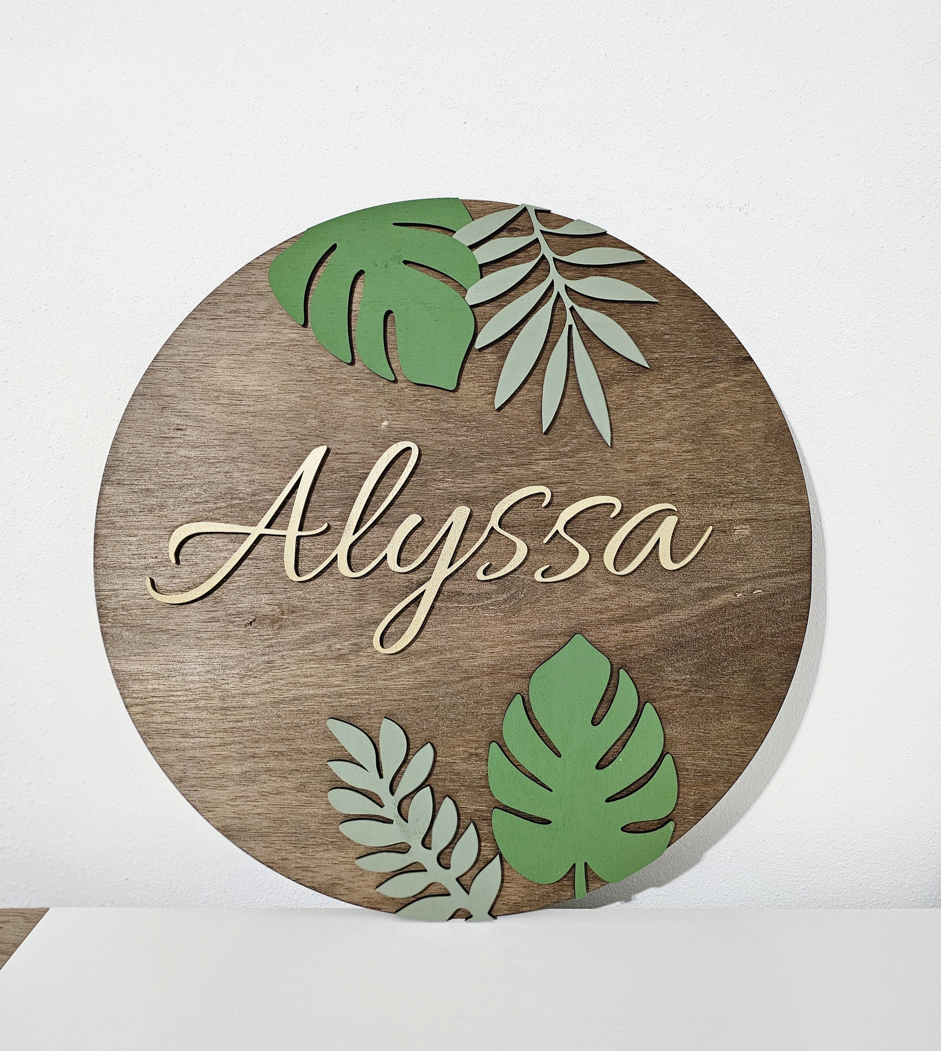 Botanical Round Name Sign