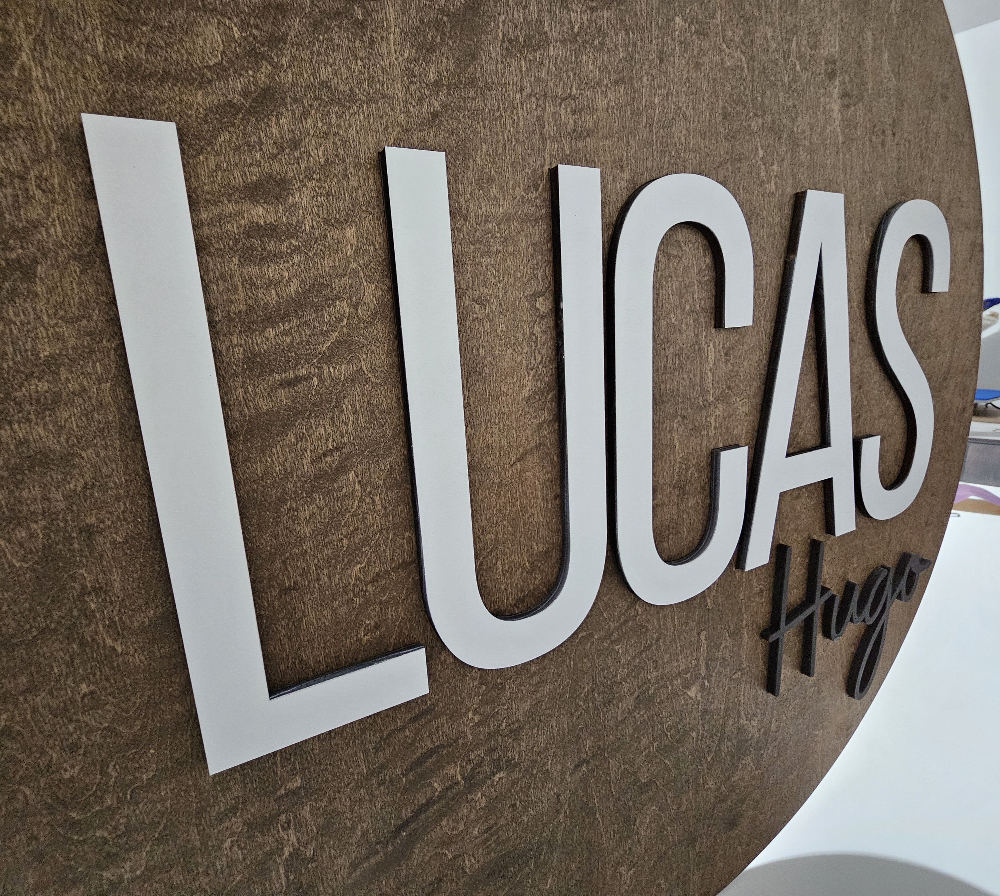 Wood Round Name Sign