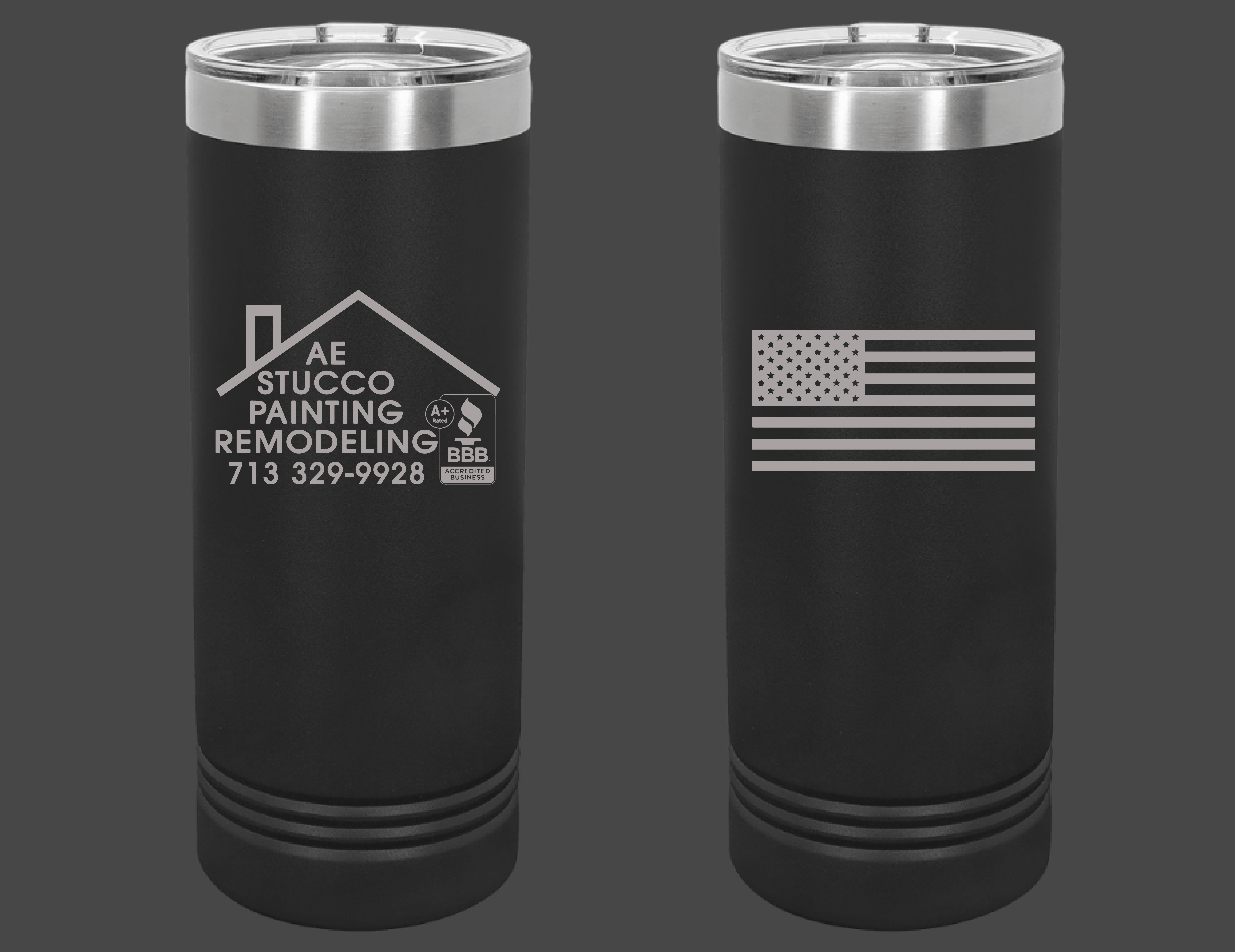 22 oz. Black Custom Engraved Skinny Tumbler