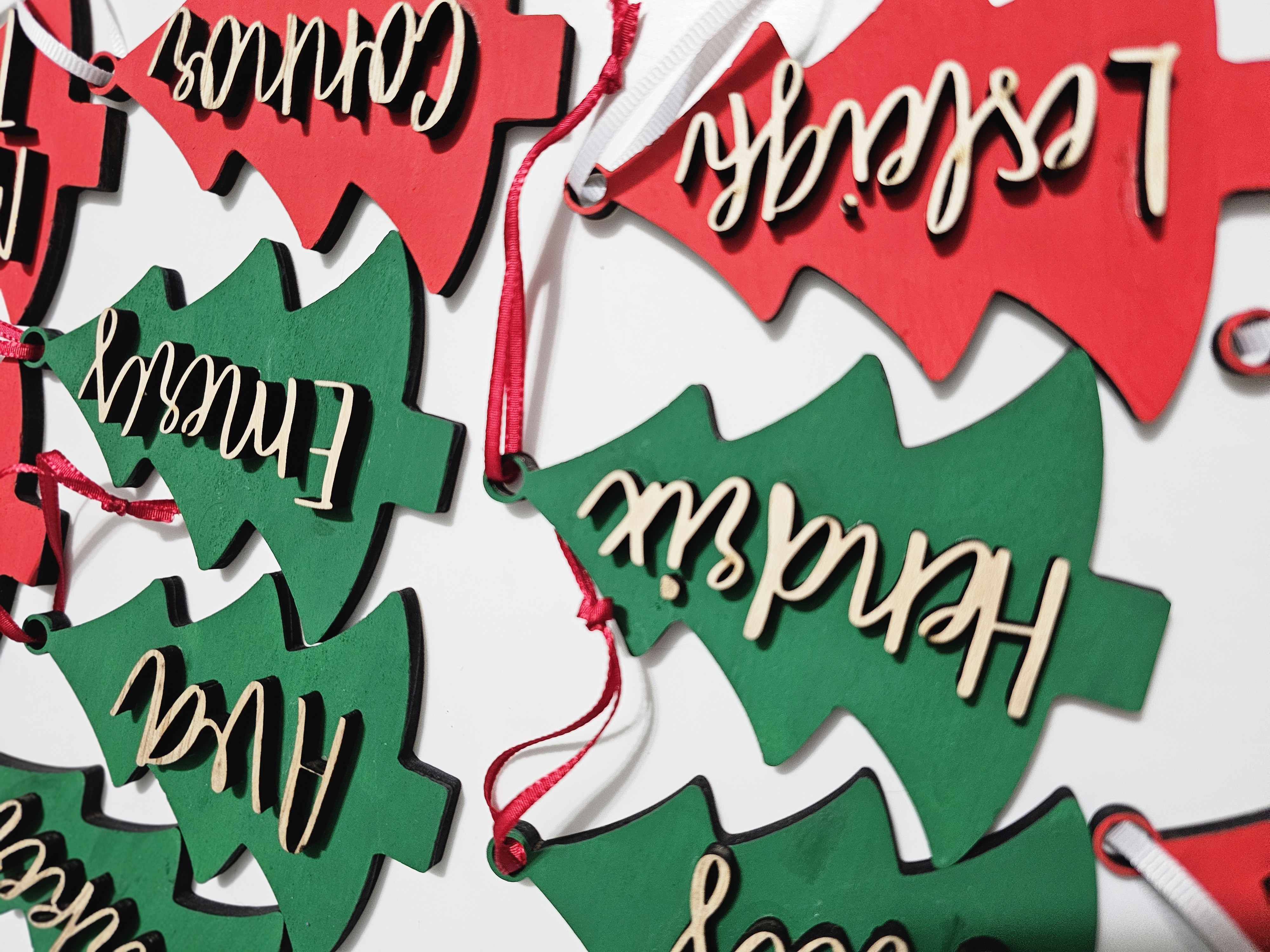 Personalized Christmas Tree Wood Ornaments 