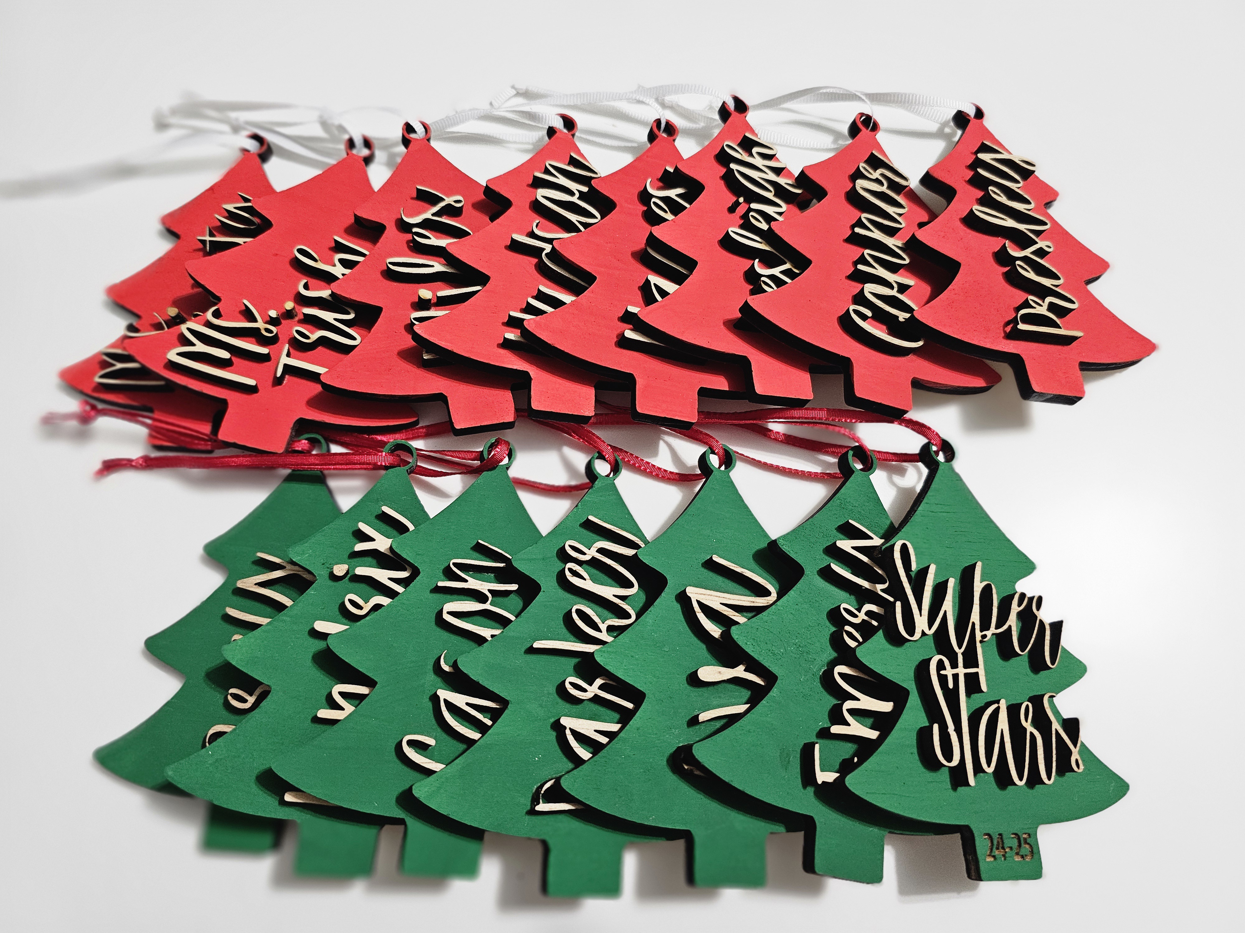 Personalized Christmas Tree Wood Ornaments 