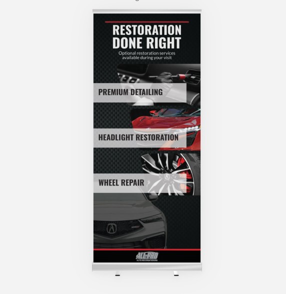 5" x 7.5" Table Tents (Qty 50) & 33" x 77" Retractable Banner (Qty 1)