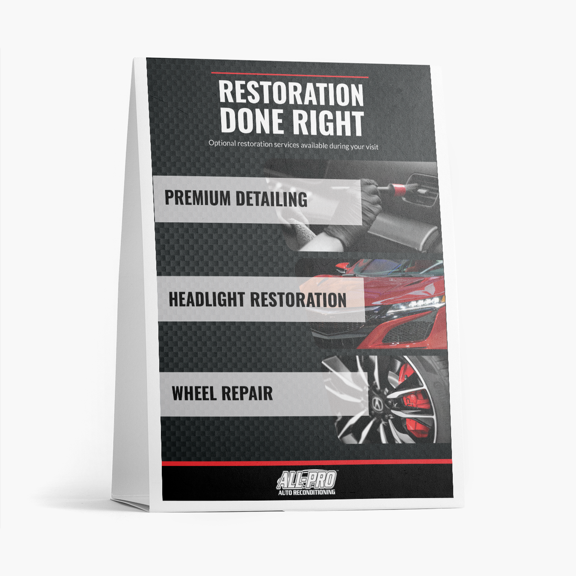 5" x 7.5" Table Tents (Qty 50) & 33" x 77" Retractable Banner (Qty 1)