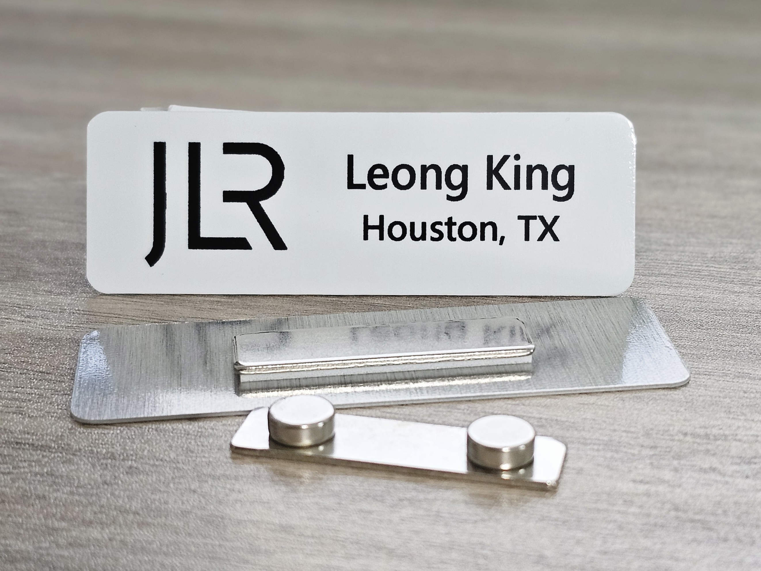 3" x 1" Gloss White Aluminum Name Badge with Radius Corners