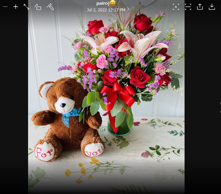 Flower Bouquet with Teddy Bear