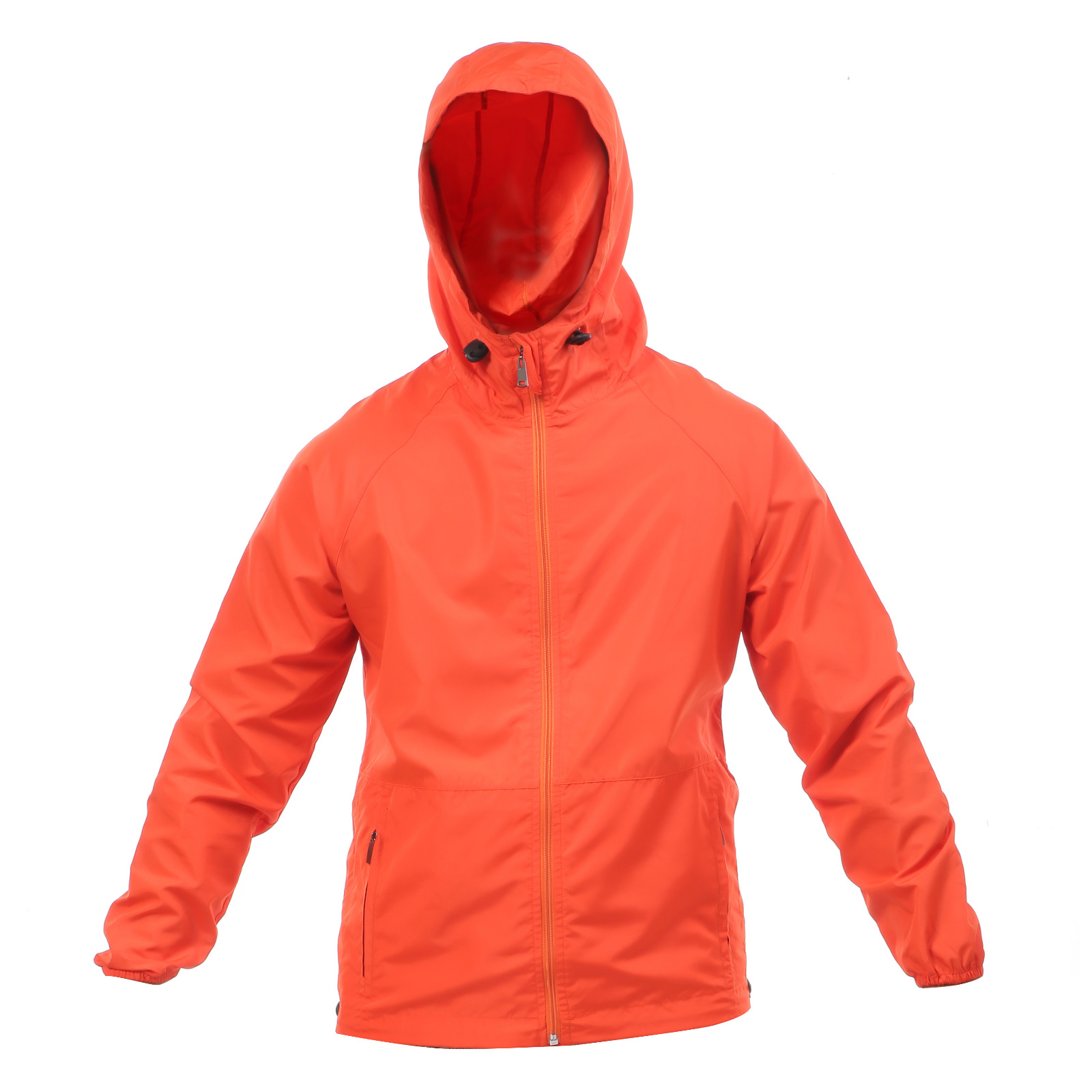 Orange Rain Jacket running
