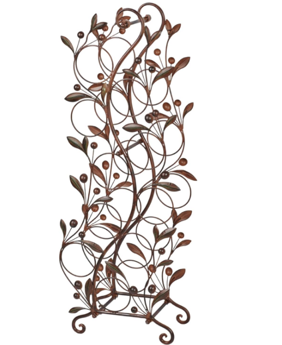 Catalonia Floor Wine Rack Brown - Handcrafted Metal - Painted by Hand - Traditional Style Display - Vintage Storage Holder for 10 Bottles - Freestanding Organizer - 36.5 Inches High