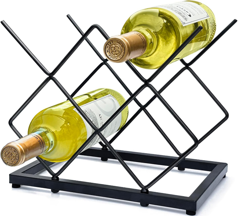 Small Wine Racks Countertop(5 Bottle Capacity),Metal Wine Bottle Holder Modern Black for Home Kitchen Bar,Tabletop Wine Rack for Cabinet, Pantry, Wine Bottle Storage
