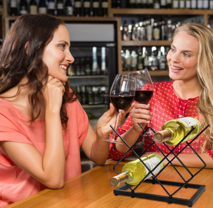 Small Wine Racks Countertop(5 Bottle Capacity),Metal Wine Bottle Holder Modern Black for Home Kitchen Bar,Tabletop Wine Rack for Cabinet, Pantry, Wine Bottle Storage