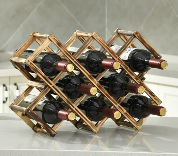 Freestanding Stackable Wine Rack Organizer for Countertop and Cabinets with Foldable Design and Scratch-Resistant Protector