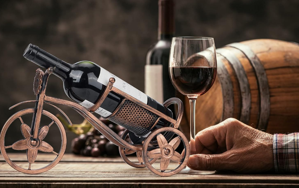 Tabletop Wine Rack, Wine Bottle Holder Single Bottle Bike Shaped, Freestanding Countertop Wine Rack and Wine Bottle Storage, Wine Gifts Home Bar Decor Crafts