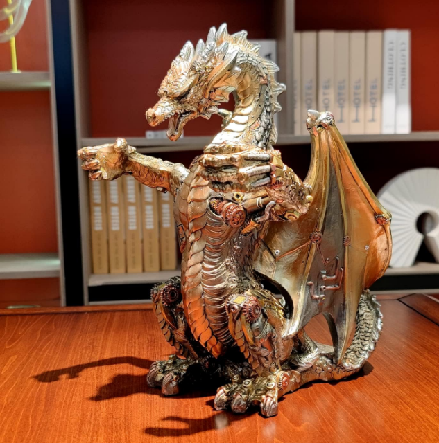 Steampunk Dragon Wine Bottle Wine Holder Statue with Two Wine Glasses Holder Wine Rack Gothic Decor Metallic Look for Home Man Cave Decor Gifts for Men 11.6''High