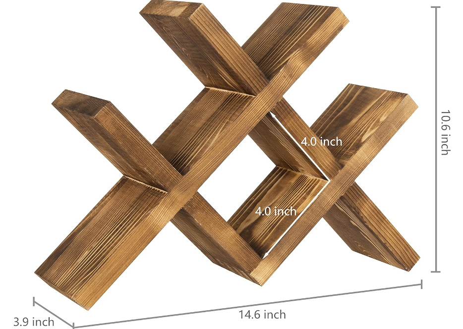 4-Bottle Countertop Rustic Brown Wood Wine Rack