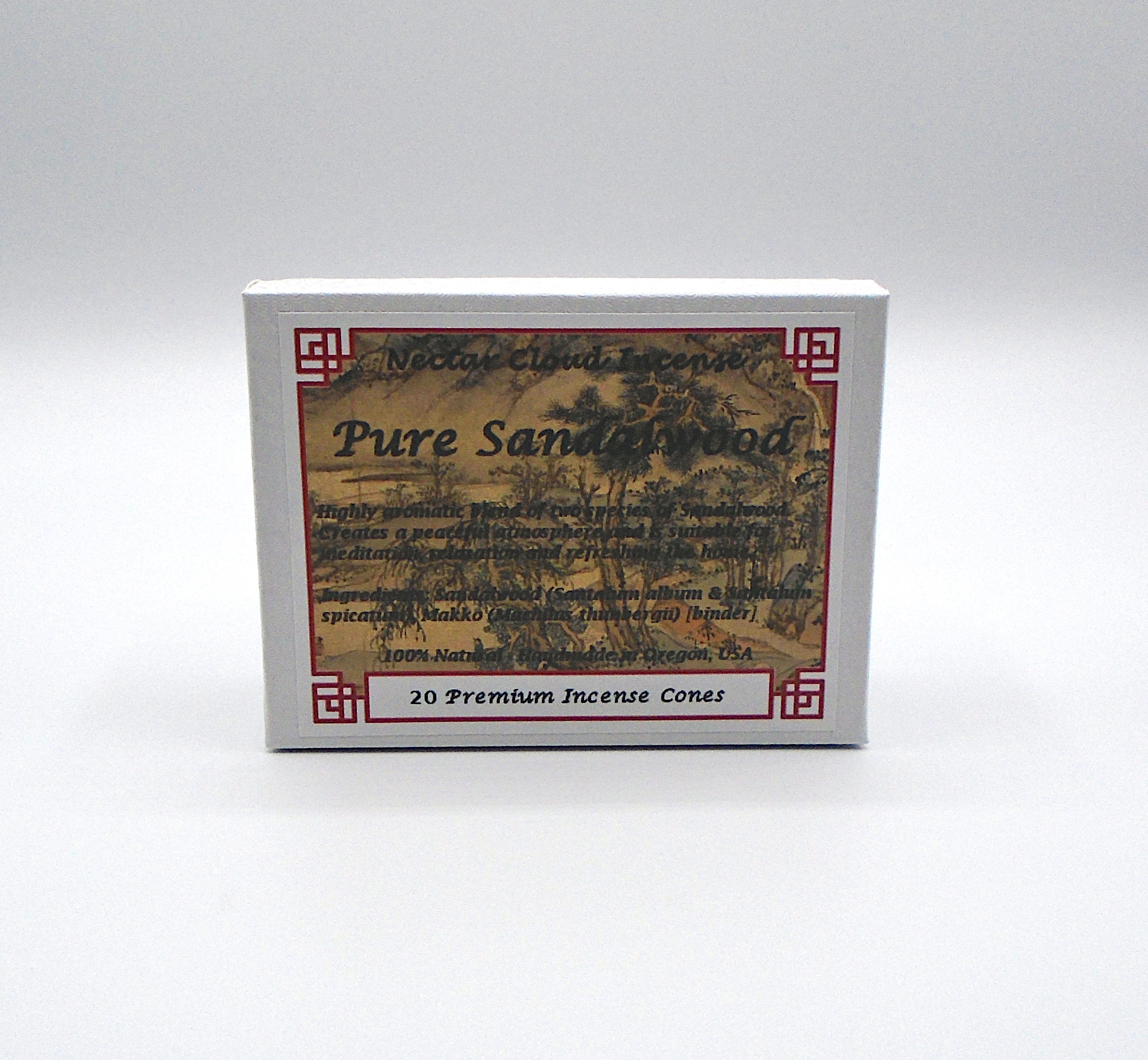 Pure Sandalwood Incense Cones (20 cones box)