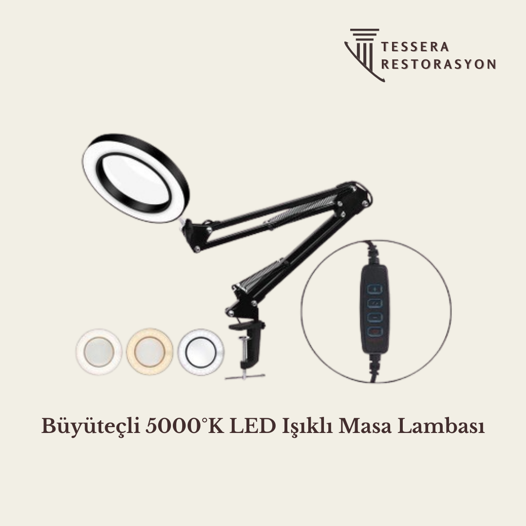 Büyüteçli 5000°K LED Işıklı Masa Lambası
