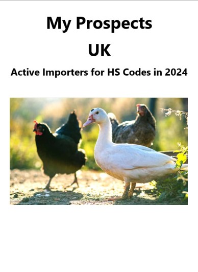  Meat and edible meat offal-Chicken-Turkey-Duck-Goose-Frog-Rabbit-Others - 419 active importer companies in the UK in 2024 (First 8 months).