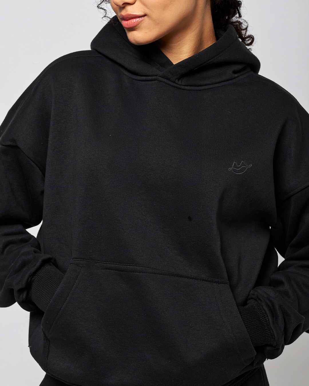 Black Hoodie with Black Lips