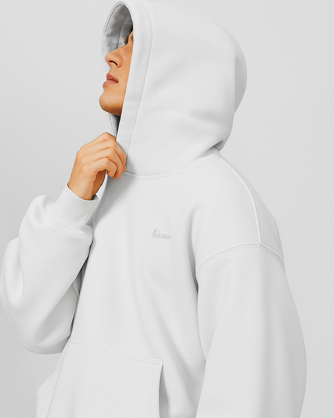 White Hoodie with Bisou in White