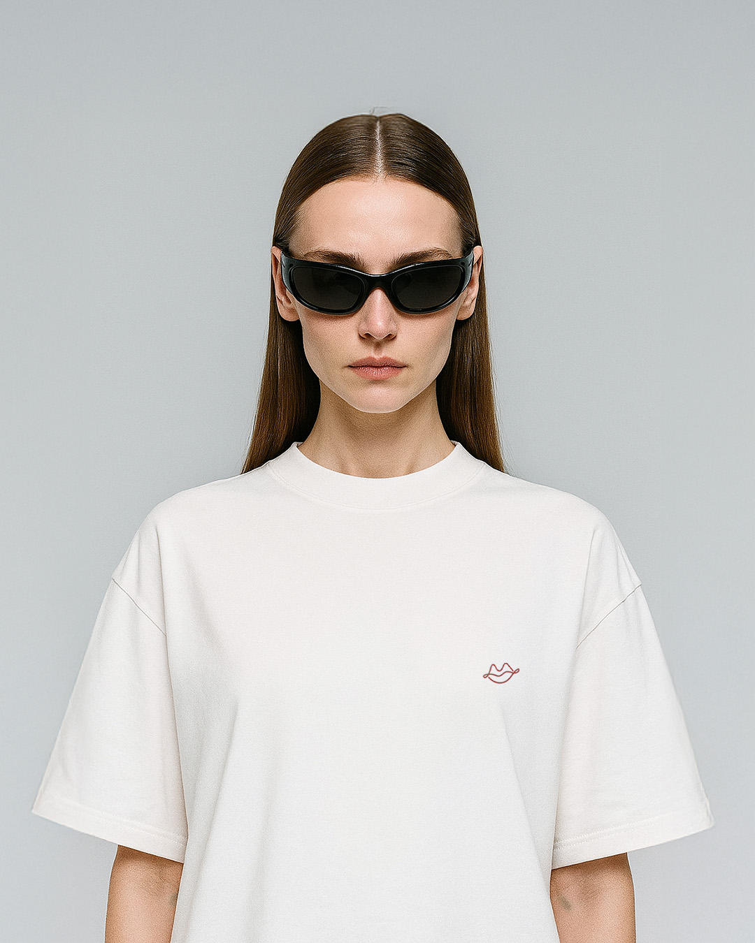 White T-Shirt with Red Bisou
