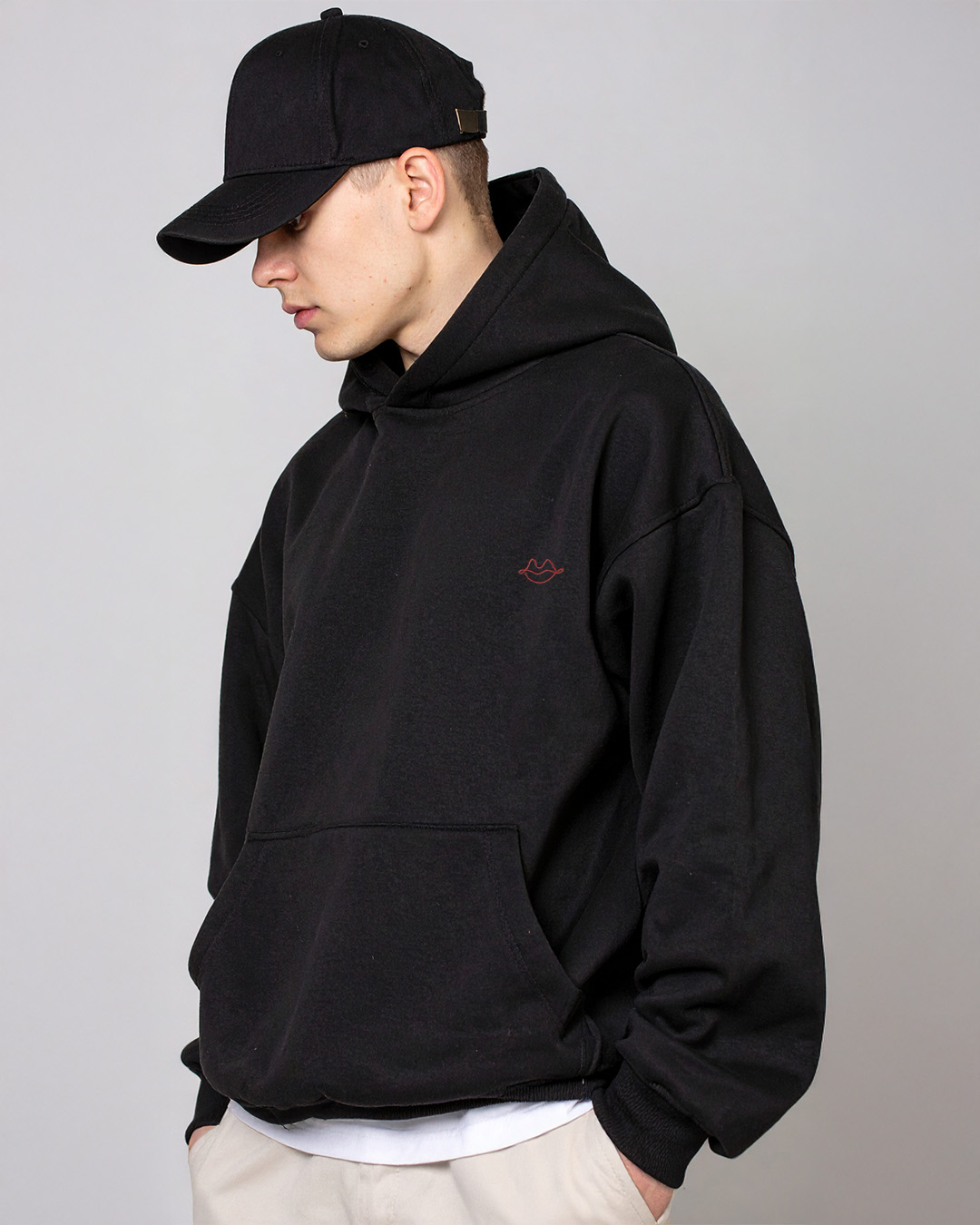 Black Hoodie with Red Lips