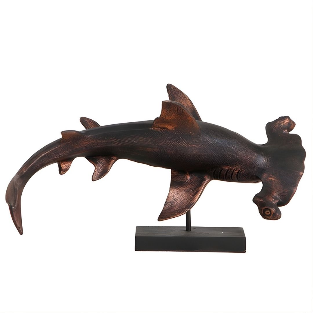 ESCULTURA TUBARAO MARTELO MEDIO P/MESA RESINACOBRE  MODALI DESIGN