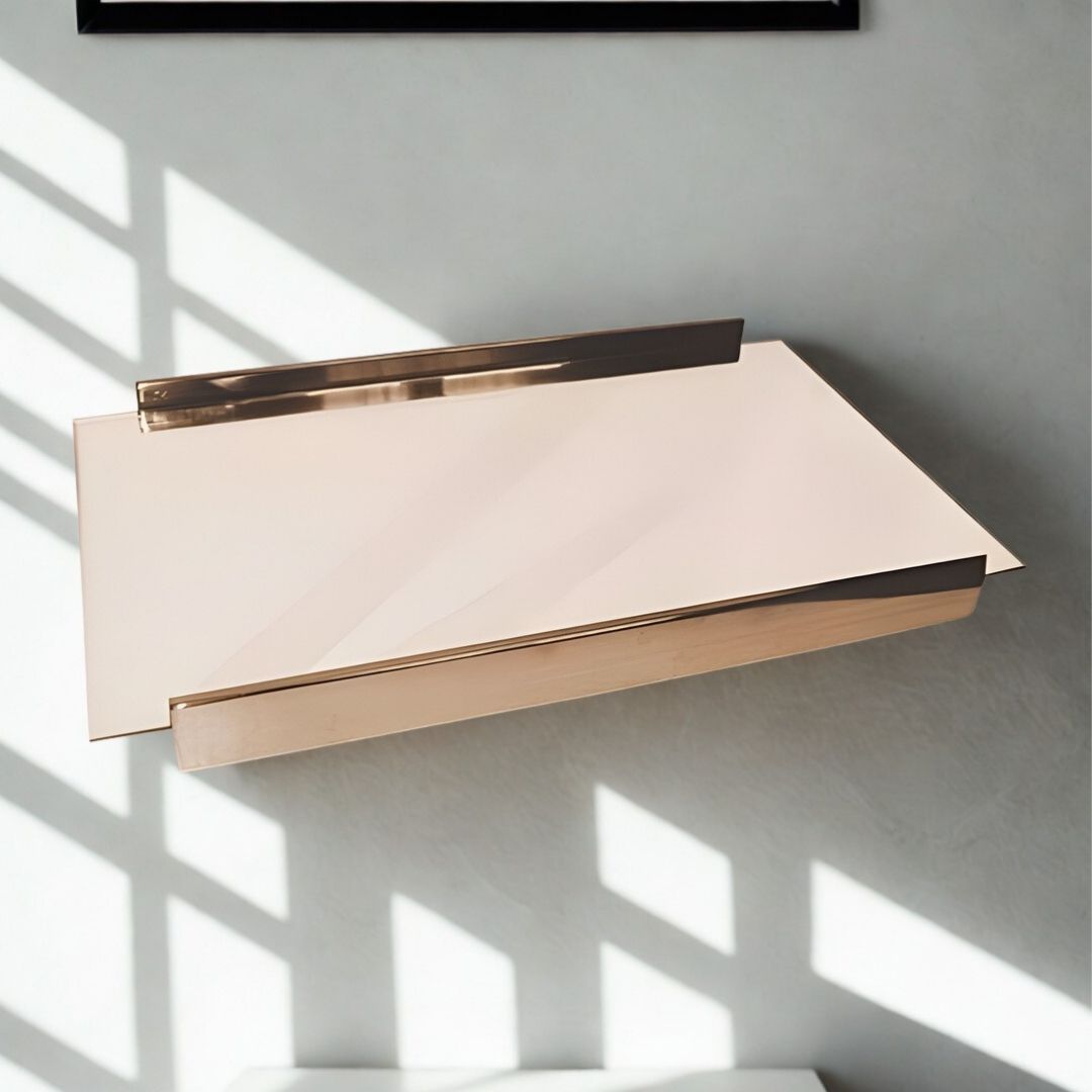 BANDEJA RETANGULAR MADEIRA IMBUIA ESPELHO BRONZE MODALI DESIGN