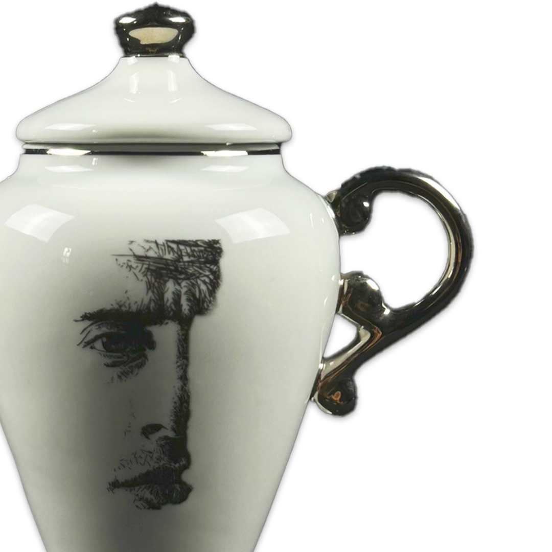 POTICHE CERAMICA PRATEADO