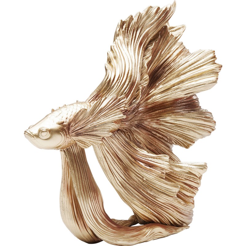 ESCULTURA PEIXE BETTA KLEI RESINA DOURADA 