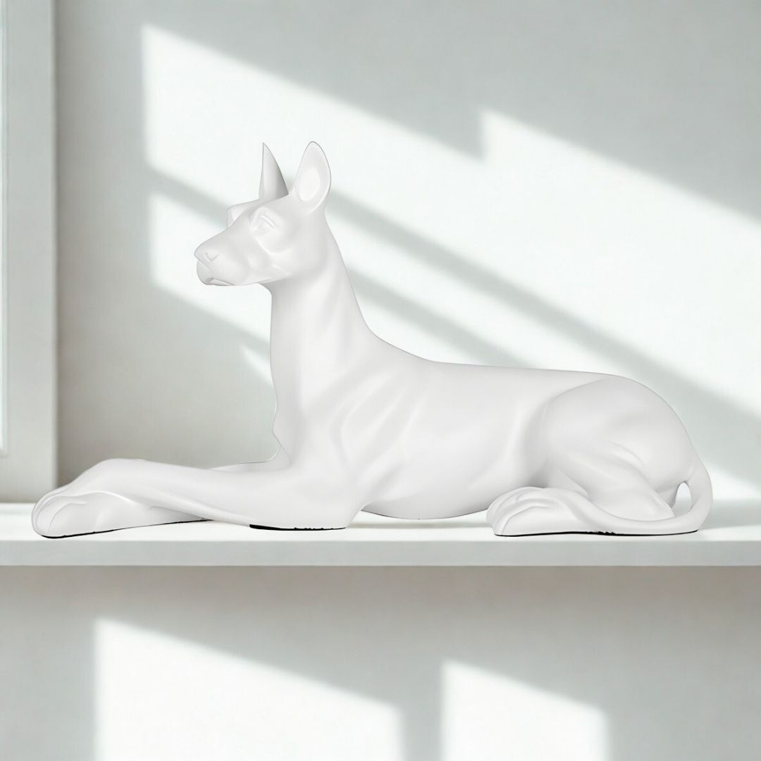 ESCULTURA DOG RESINA BRANCO MODALI DESIGN