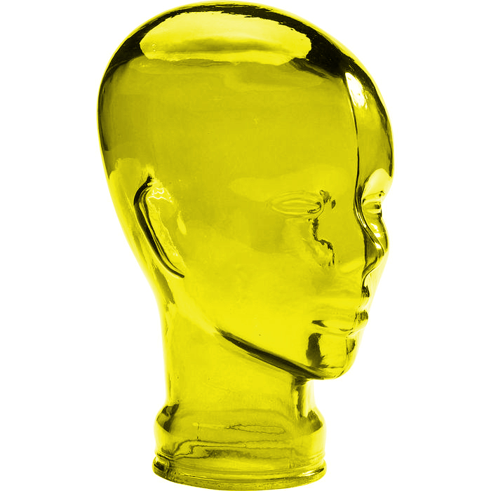 ESCULTURA CABECA VIDRO AMARELO 