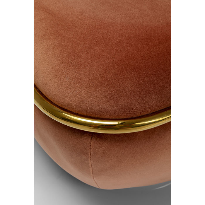 PUFF QUADRADO MAUVE TECIDO SUEDE BASE DOURADA 