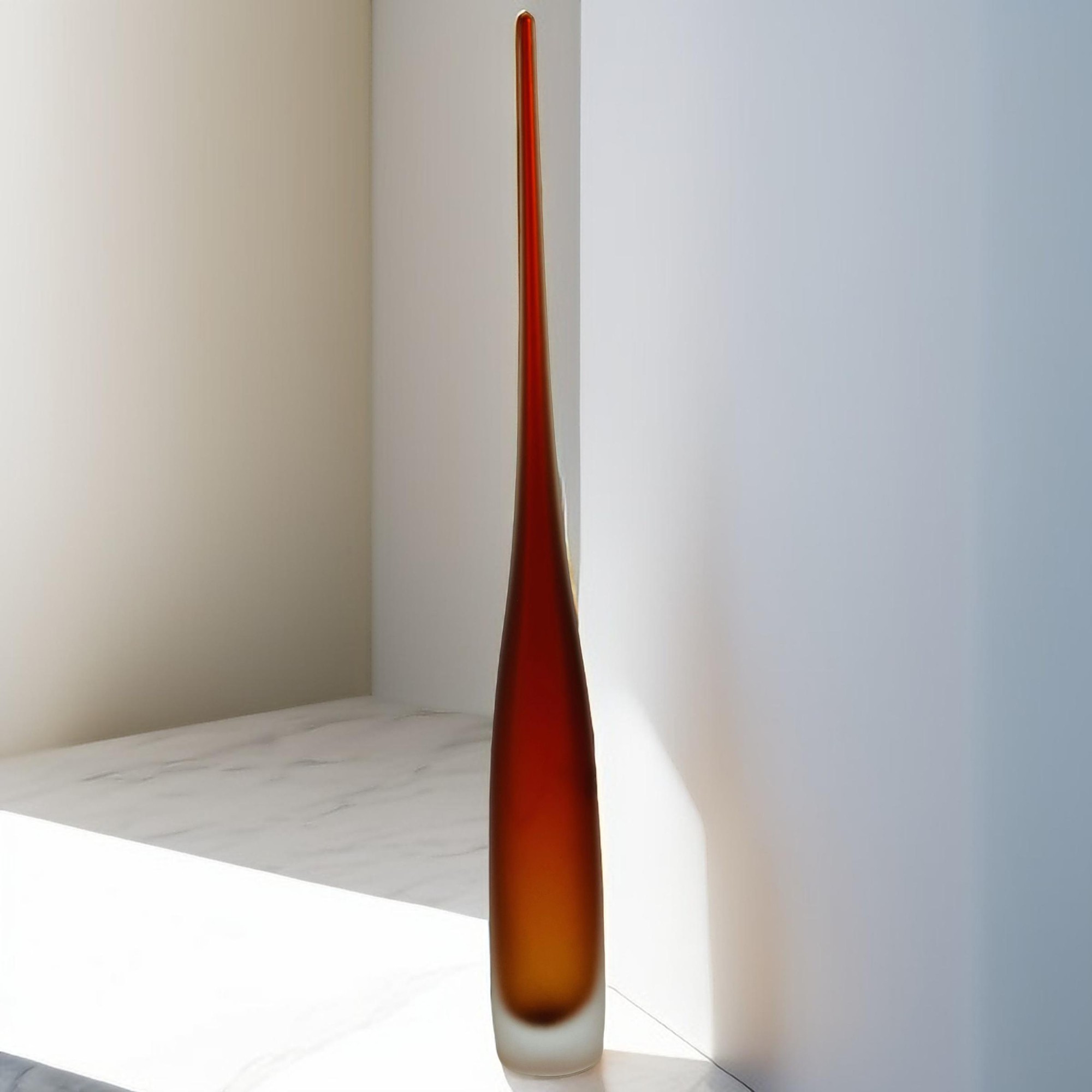 VASO FLUTE CRISTAL VERMELHO/AMBAR FOSCO