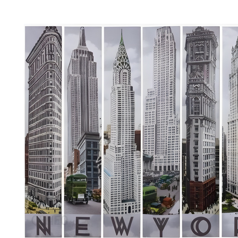 QUADRO TELA NEW YORK ARQUITETURA JOGO 7 PEÇAS 