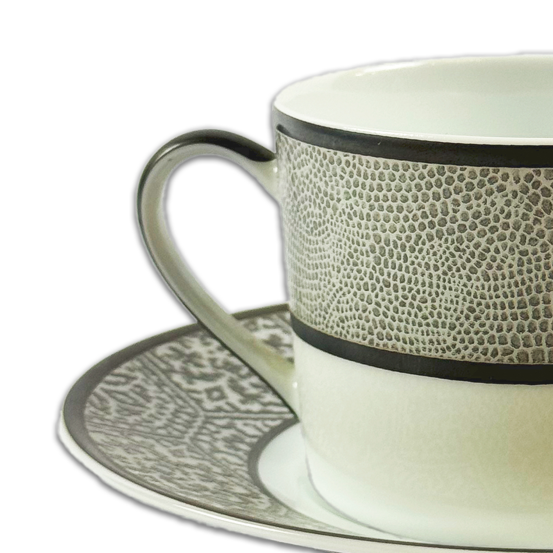 XICARA CHÁ+PIRES SAUVAGE PORCELANA BERNARDAUD JOGO 6 PEÇAS