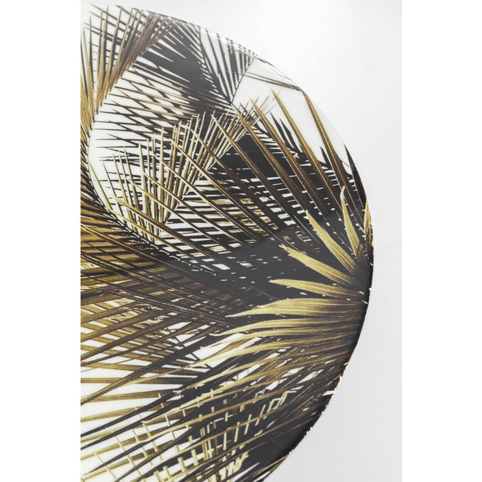 MESA LATERAL VIDRO PALM  BASE DOURADA 